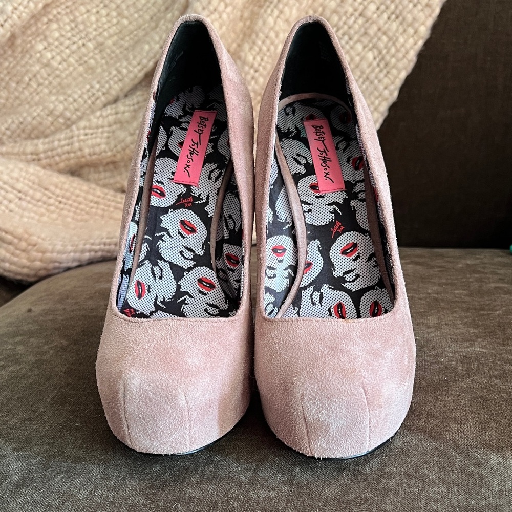 Betsey Johnson Blush Pink Suede Heels